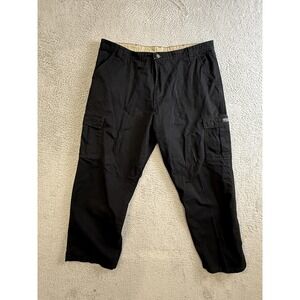 Wrangler Authentics Cargo Pants Mens 30x30 Black Cotton Twill Utility Pockets